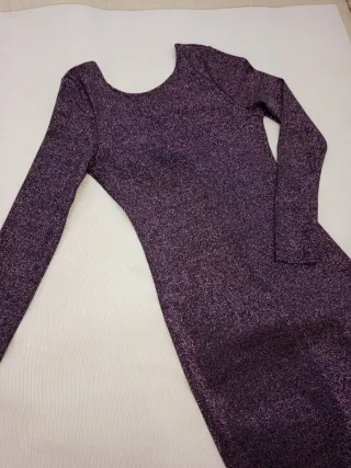Vestido fiesta morado brillante manga larga