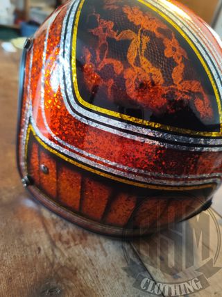 Casco metal flake - snake orange