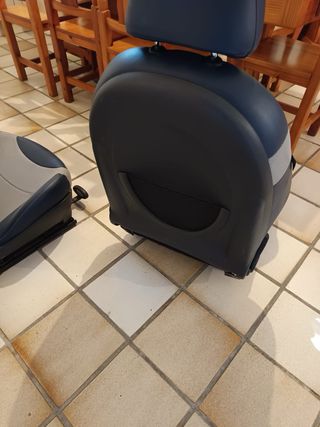 Asientos delanteros Mini cuero azul y tela