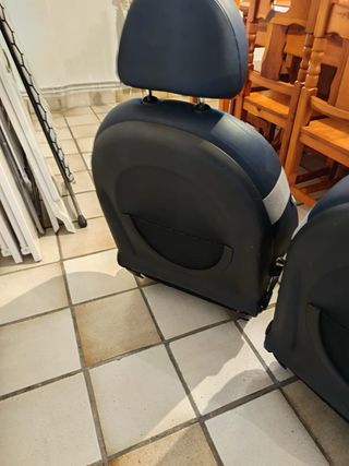 Asientos delanteros Mini cuero azul y tela