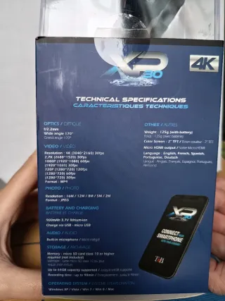 Cámara 4K XP30 Impermeable