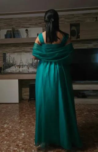 Vestido de fiesta verde agua Cabotine