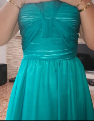 Vestido de fiesta verde agua Cabotine