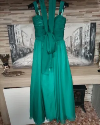 Vestido de fiesta verde agua Cabotine