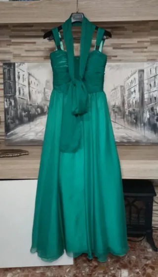 Vestido de fiesta verde agua Cabotine
