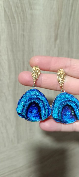 Pendientes Geoda Azul y Dorado