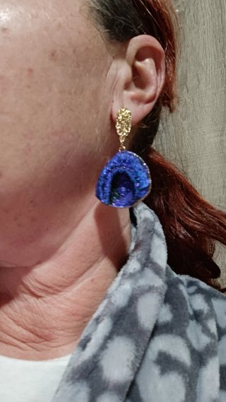 Pendientes Geoda Azul y Dorado