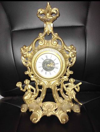 Reloj de sobremesa metal dorado antiguo