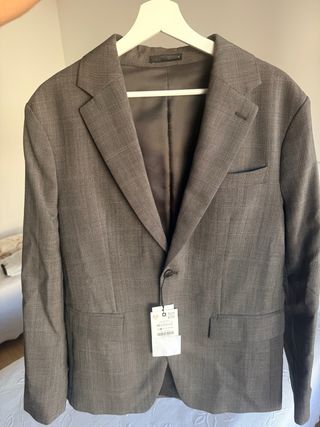 Blazer Zara Gris / Marron Talla M