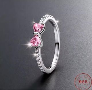 Anillo Plata Corazón Rosa