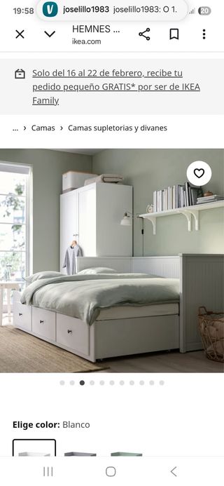 Cama HEMNES Ikea blanca con 2 colchones