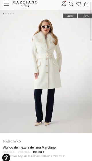 Abrigo Guess Lana Blanco