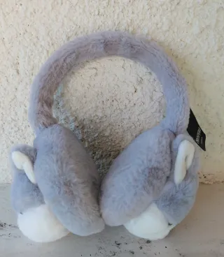Copri orecchie grigio e bianco