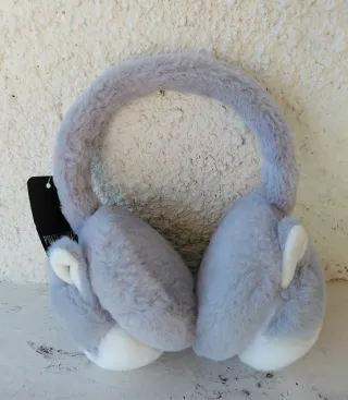Copri orecchie grigio e bianco