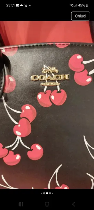 Borsa Coach con stampa ciliegie