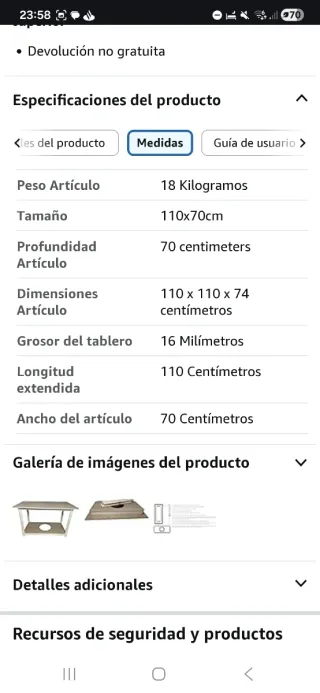 Mesa Camilla Rectangular Desmontable