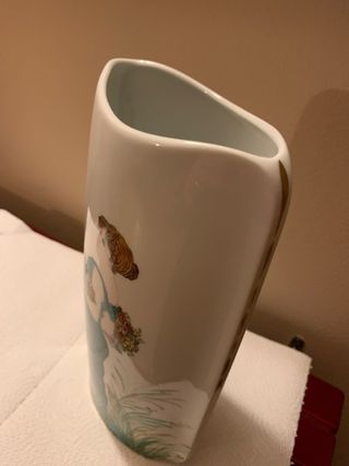 Vaso vintage porcellana Art Nouveau donna fiori