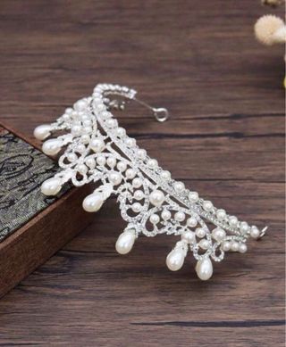 Tiara Novia Perlas Plata