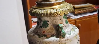 Lámpara porcelana bronce antigua China/Japón