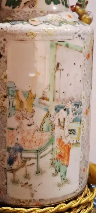 Lámpara porcelana bronce antigua China/Japón