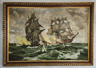 Cuadro Batalla Naval Marco Dorado