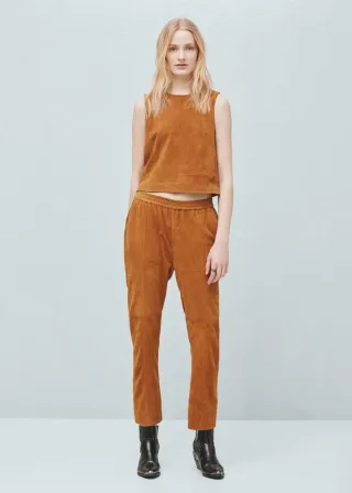 Conjunto Top y Pantalón Piel Mango Marrón