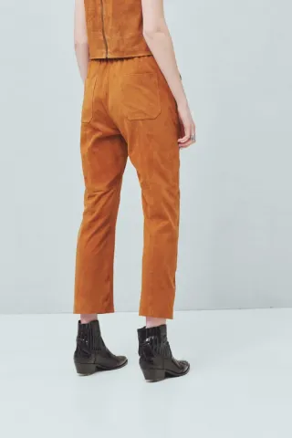 Conjunto Top y Pantalón Piel Mango Marrón