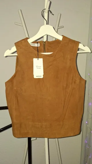 Conjunto Top y Pantalón Piel Mango Marrón