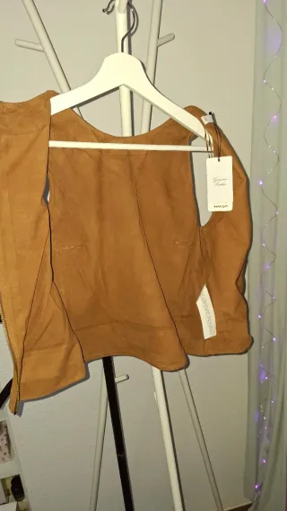 Conjunto Top y Pantalón Piel Mango Marrón