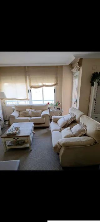 Sofá 3 plazas beige tela