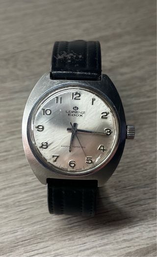 Orologio Vintage Lorenz Edox Argento Nero