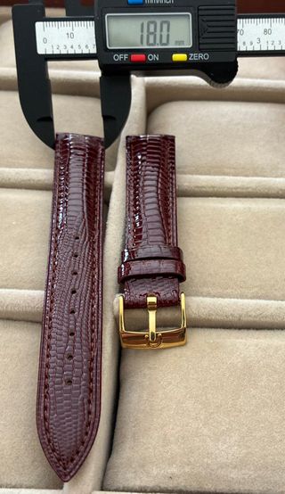 Correa de reloj de piel marrón burdeos para Omega