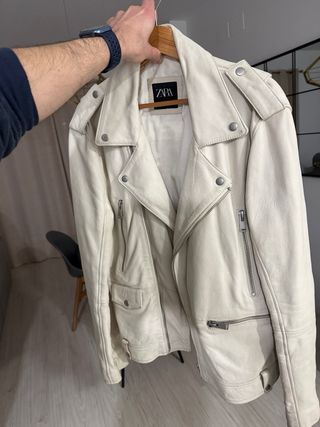 Chaqueta Biker Zara Piel Blanca