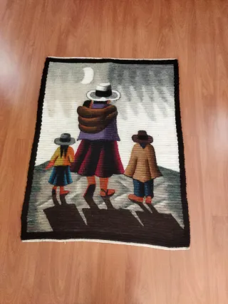 Tapiz peruano tejido lana