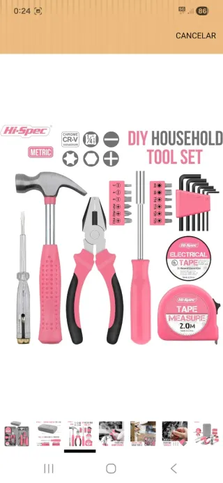 Caja de herramientas 24 piezas rosa nuevo