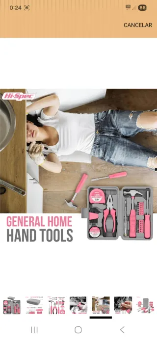 Caja de herramientas 24 piezas rosa nuevo