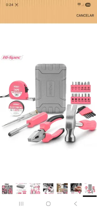 Caja de herramientas 24 piezas rosa nuevo