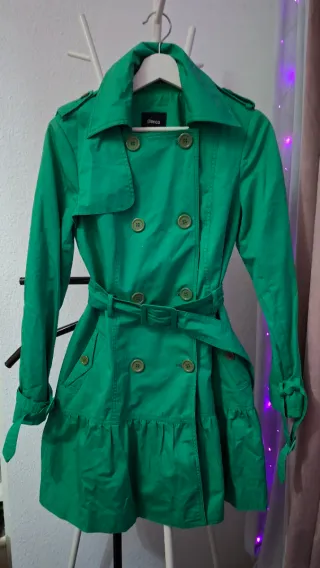 Trench marca Blanco, color Verde, Talla M (38)