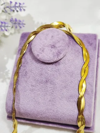 Conjunto Cadena y Pulsera de acero bañado en oro