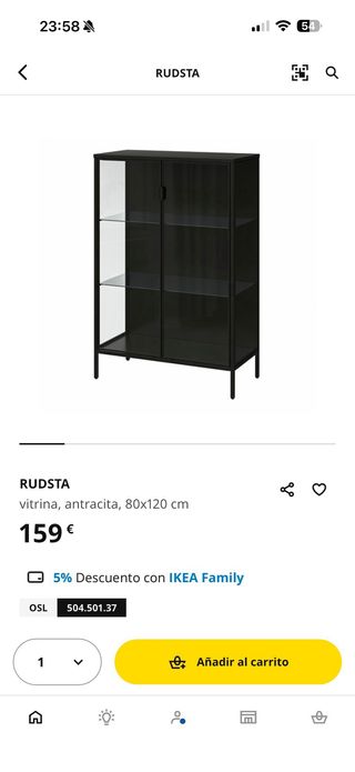 Vitrina expositora negra y cristal