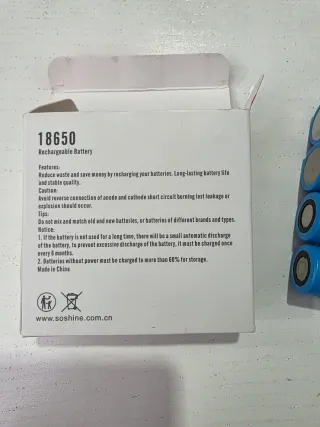 Conjunto 4 Baterias Soshine 18650 1800mAh 3,2V