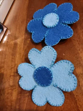 Mollette Fiori in Feltro Blu e azzurro