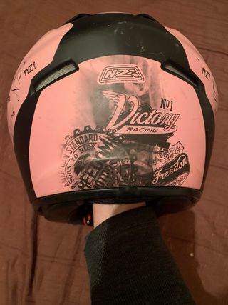 Casco Nzi Negro y Rosa