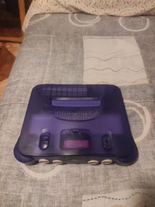 Nintendo 64 Morada Transparente Cables mando azul
