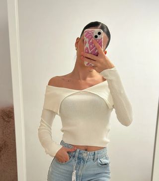 Jersey punto hombros descubiertos talla Xxs