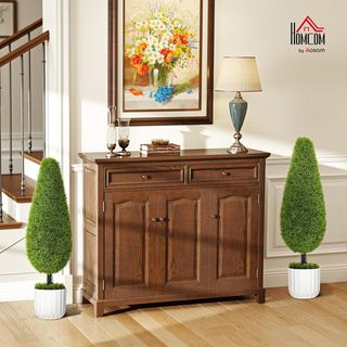 Set di 2 piante artificiali per interni, cipresso finto, vasi Ø12X16 cm, muschio e cemento, piante artificiali realistiche da 90 cm in PE e plastica, verde e bianco