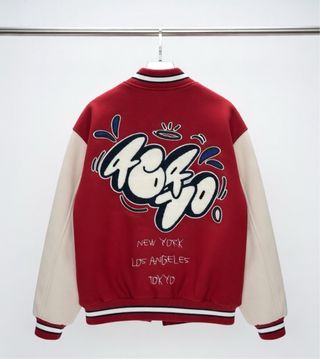 Bomber Zara Roja y Beige