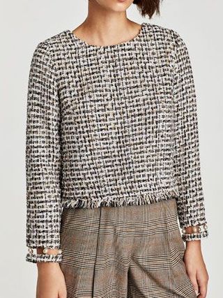 Chaqueta tweed de Zara estilo Channel, M