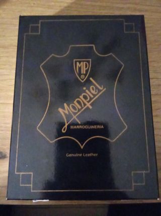 MONPIEL Cartera de cuero negro estilo Americana