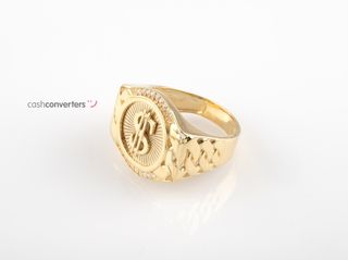 sello oro 18k con piedra con circonita